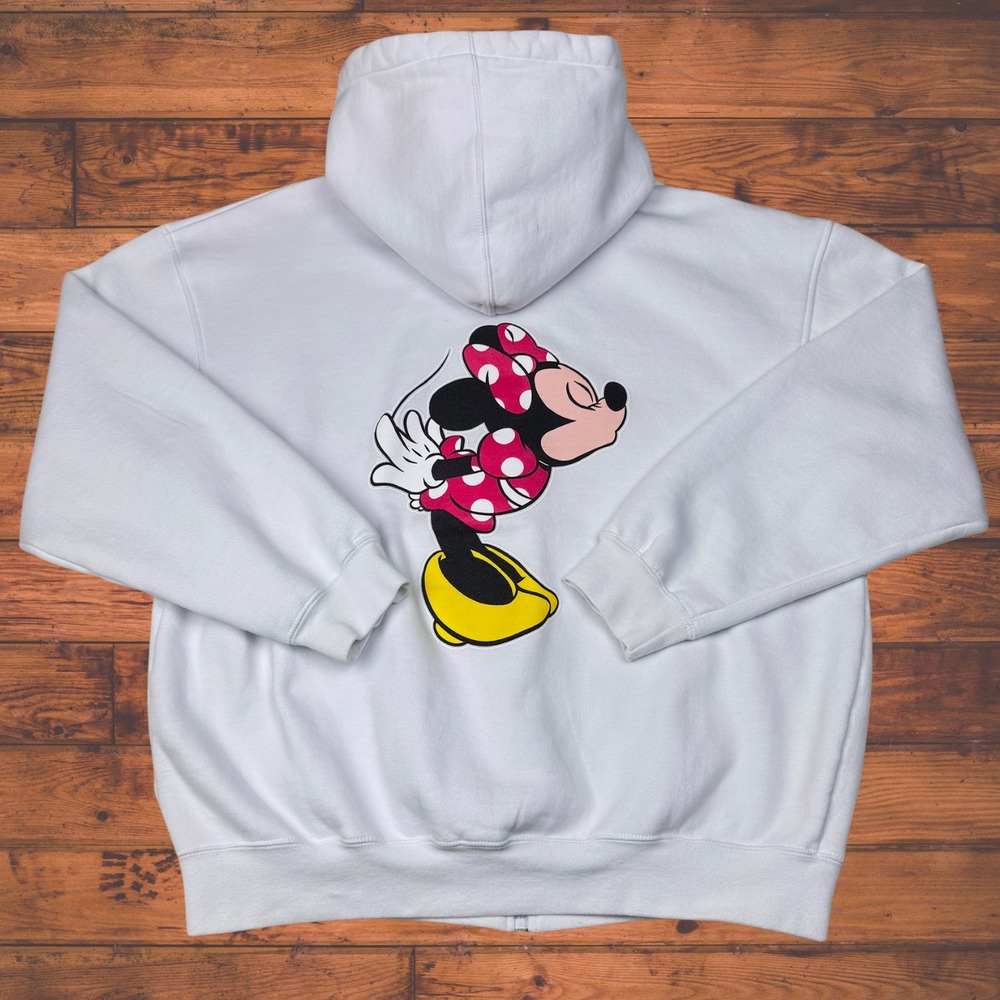 Mickey Mouse Hoodie‎ Womens Walt Disney Minnie Mouse Polka Dot Pullover Large